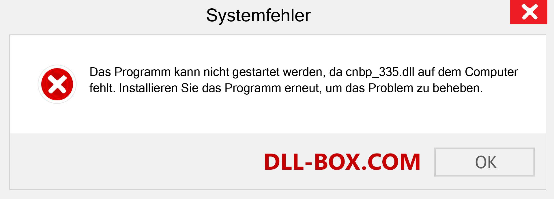 cnbp_335.dll-Datei fehlt?. Download für Windows 7, 8, 10 - Fix cnbp_335 dll Missing Error unter Windows, Fotos, Bildern